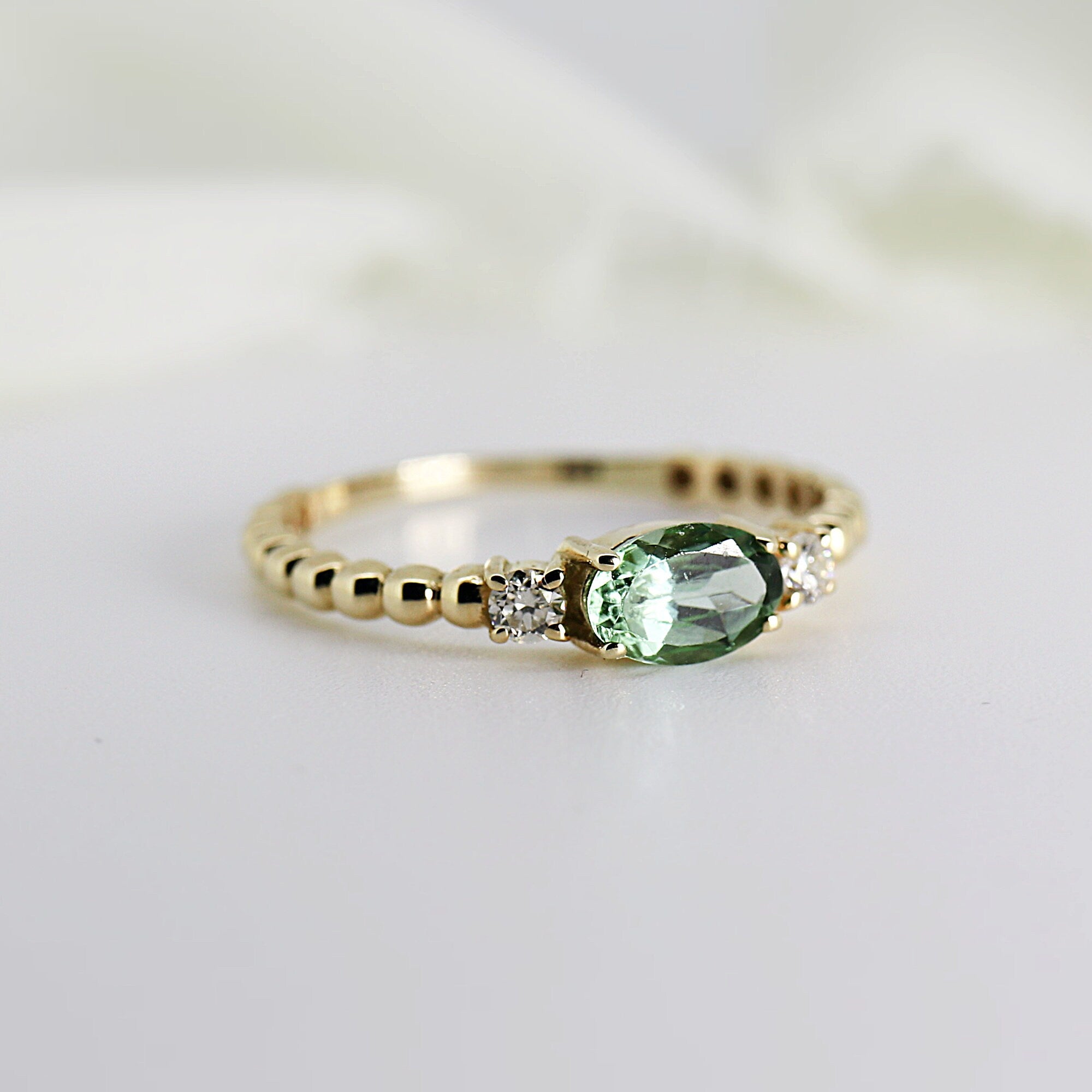 Oval Tourmaline Engagement Ring w. Diamonds