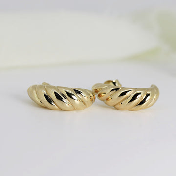 Croissant Dome Earrings 14k Gold