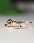 Ruby Ring 14k Solid Gold, July Birthstone Ring, Ruby Open Ring, Gold Textured Band Adjustable Ring, Minimalist Ring, Gemstone Ring