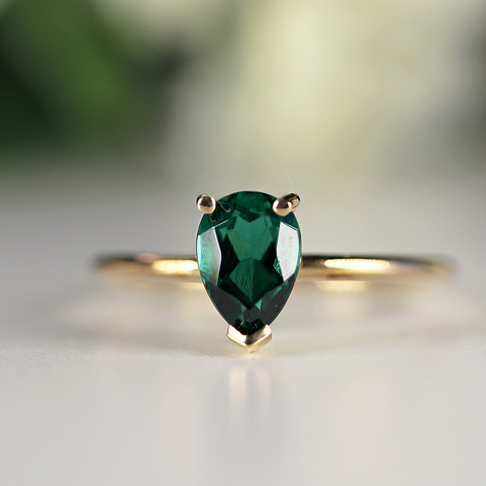 Pear Cut Emerald Ring 14k Gol