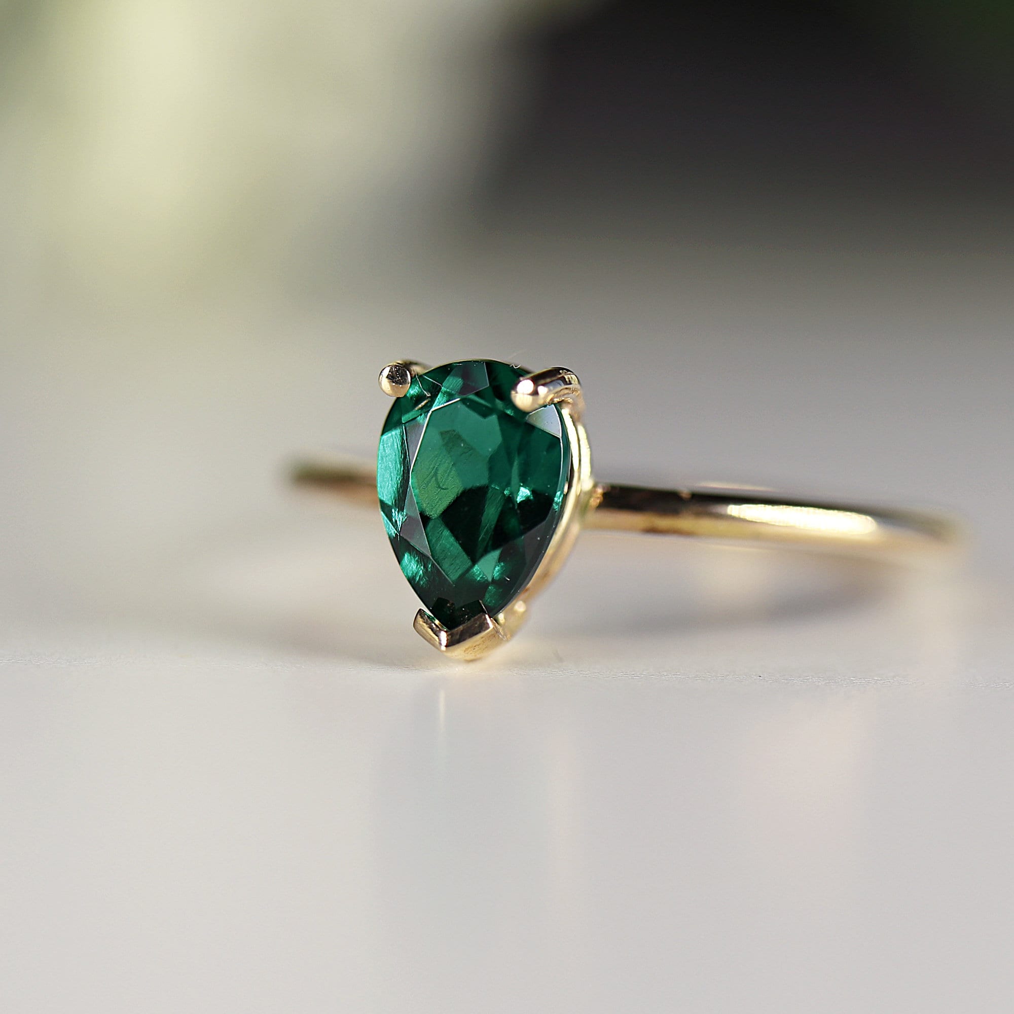 Pear Cut Emerald Ring 14k Gol