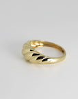 14k Solid Gold Croissant Ring, Chunky Dome Ring