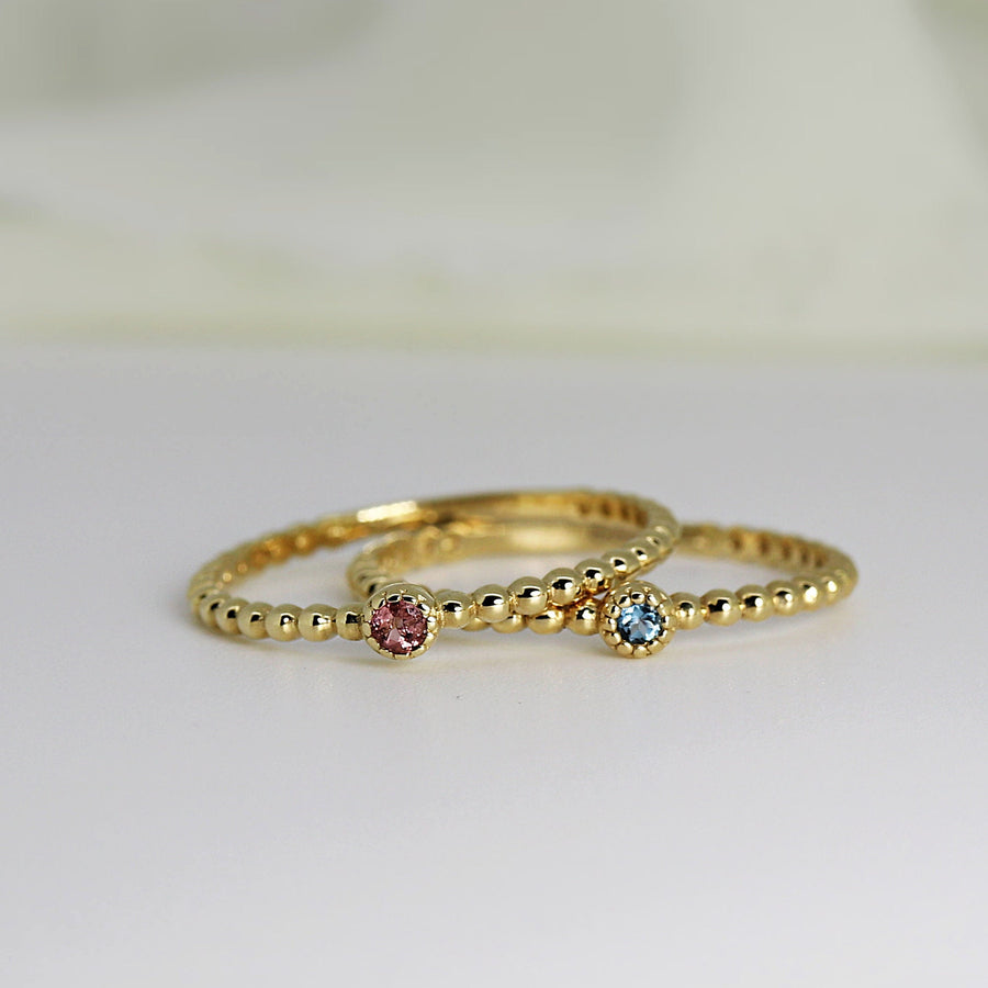 Tiny Birthstone Stacking Ring in 14k Solid Gold