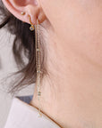 Diamond By The Yard Earrings, 14k Gold Diamond Threader Earrings