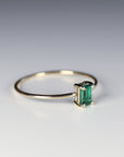14k Gold Dainty Emerald Ring, Emerald Cut Minimalist Ring
