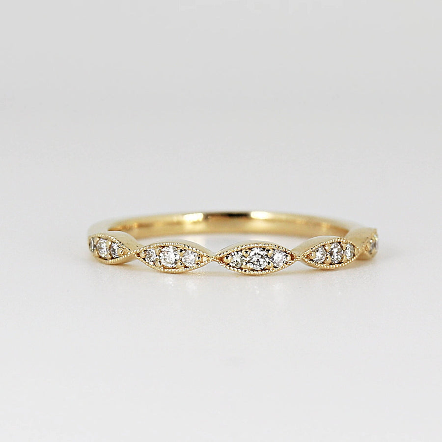 14k Solid Gold Milgrain Diamond Ring