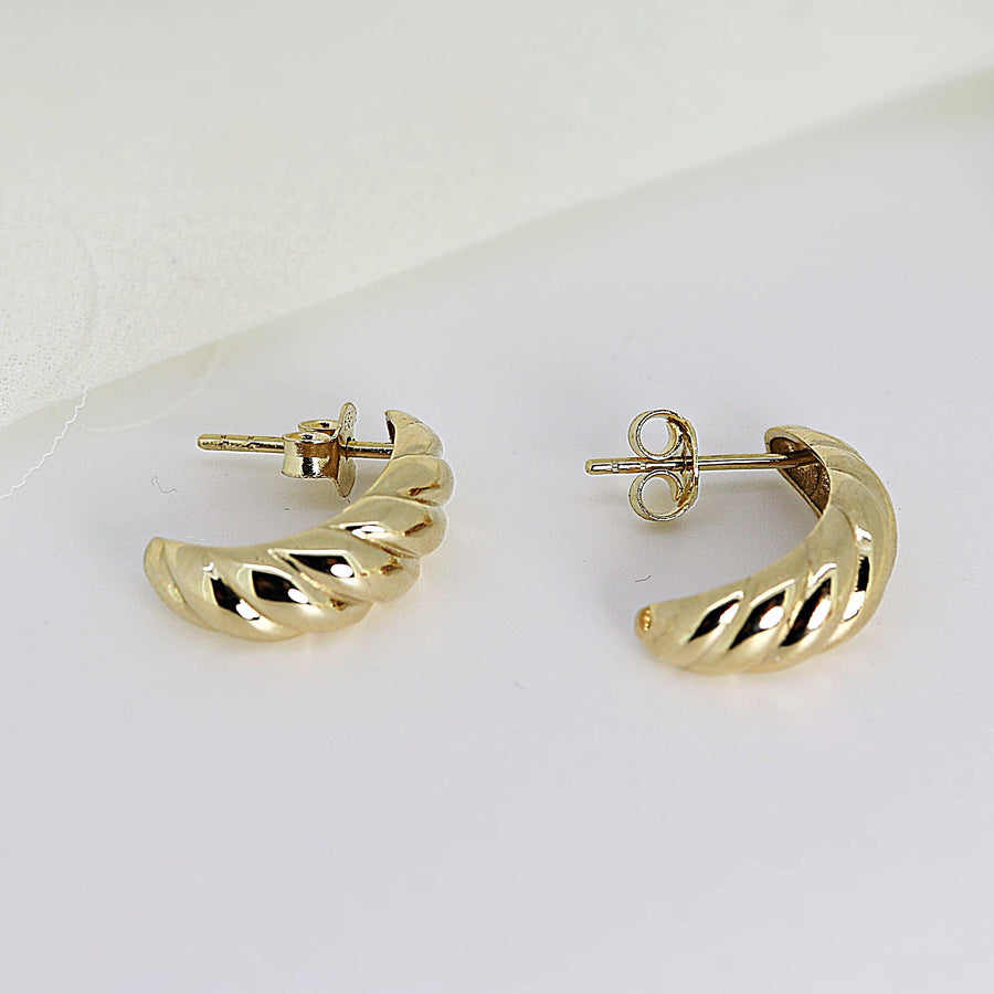 Croissant Dome Earrings 14k Gold