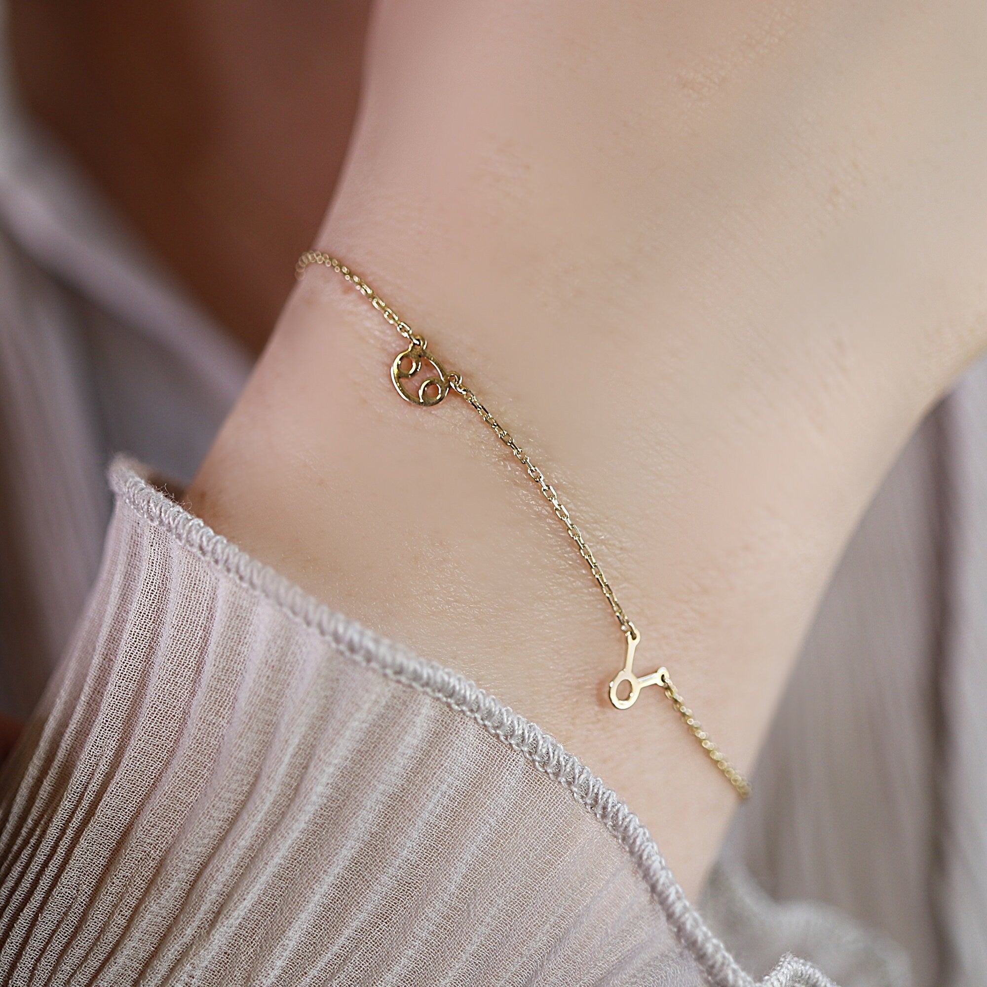 14k Solid Gold Zodiac Bracelet