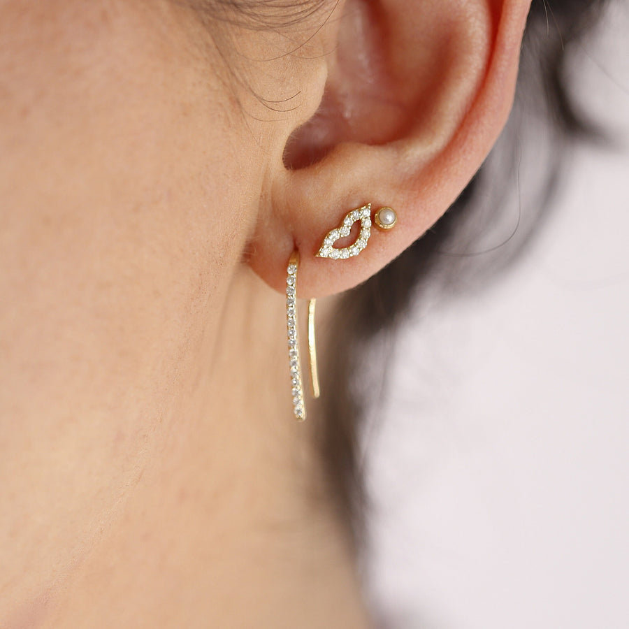 Diamond Arc Earrings in 14k Gold