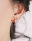 Pink Tourmaline Hoop Earrings 14k Gold