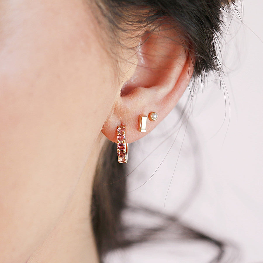 Pink Tourmaline Hoop Earrings 14k Gold