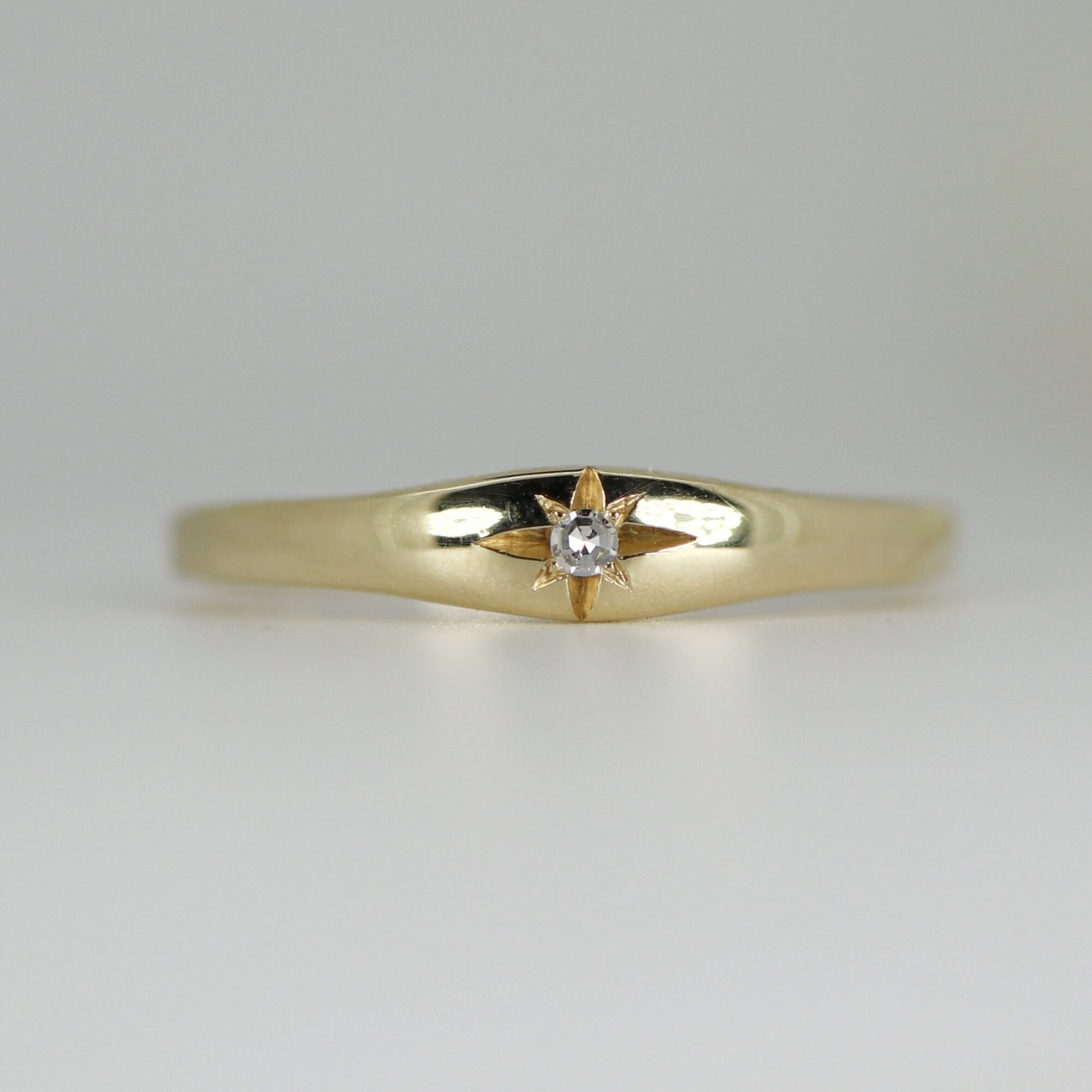 Star Diamond Ring 14k Solid Gold