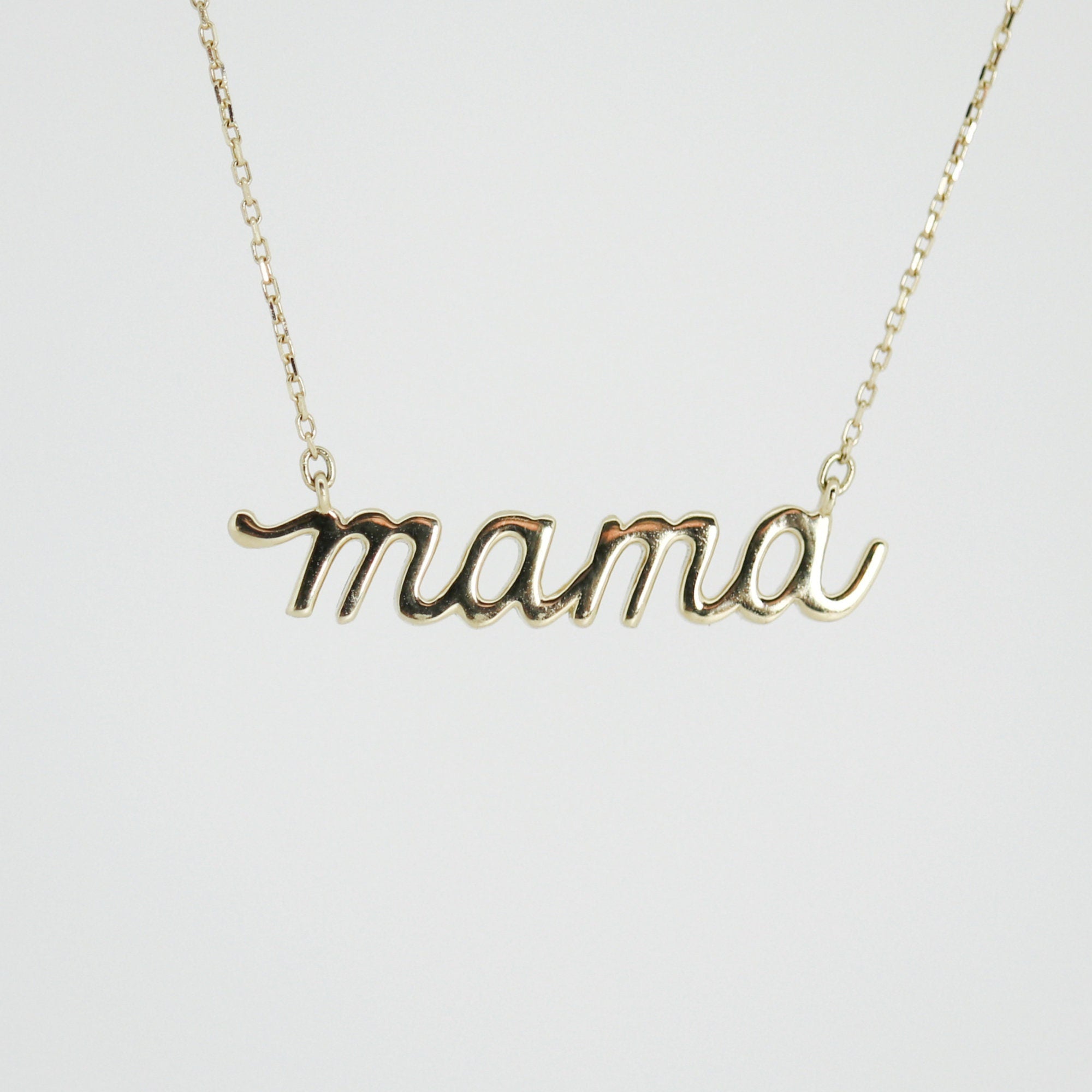 14k Solid Gold Mama Necklace