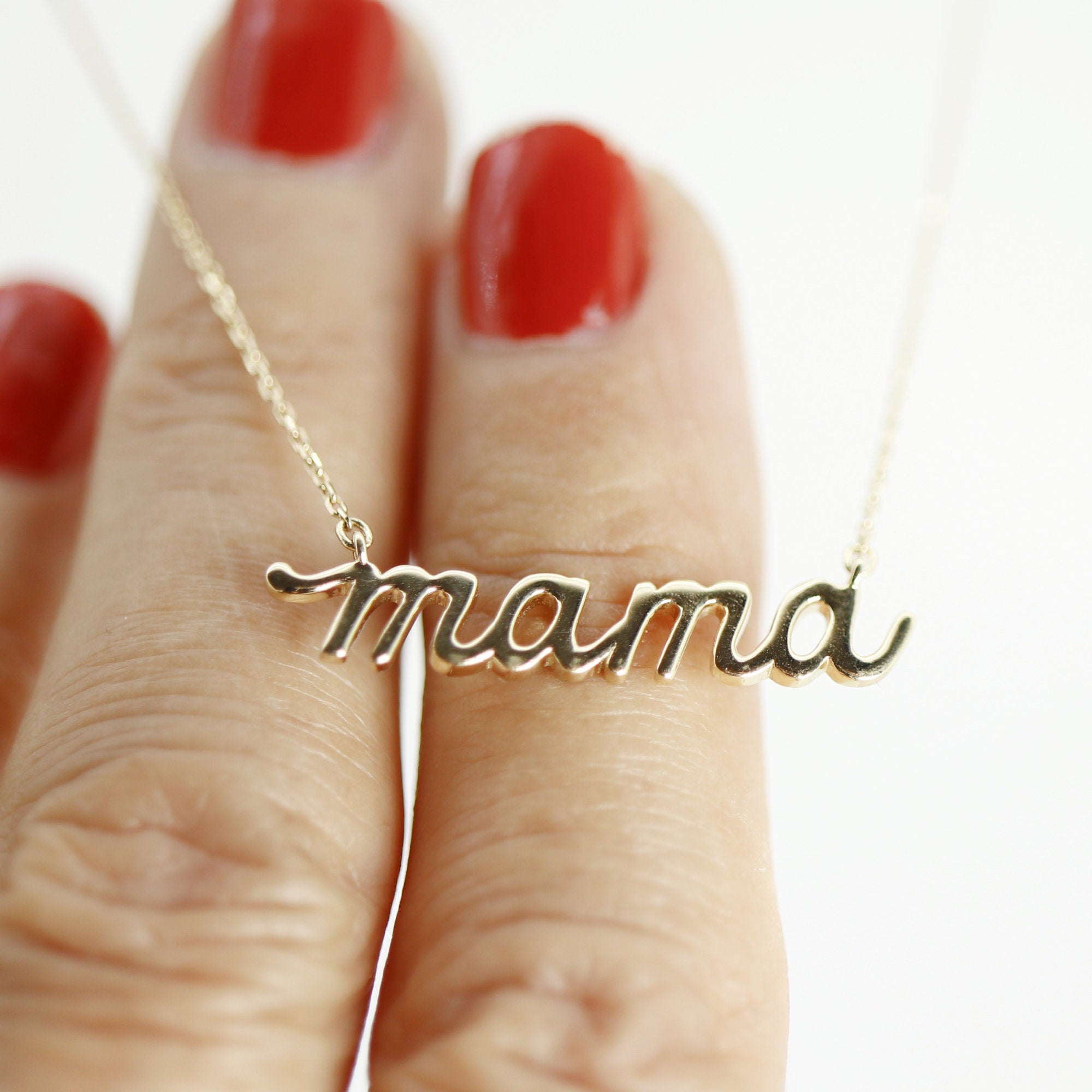 14k Solid Gold Mama Necklace