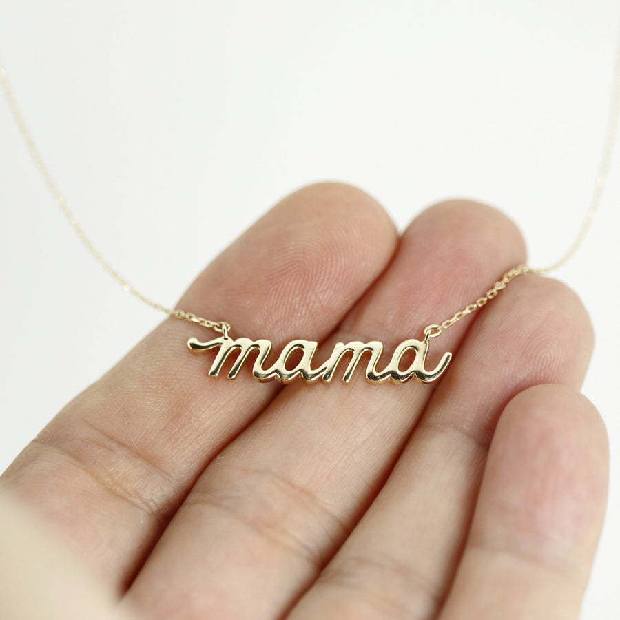 14k Solid Gold Mama Necklace