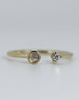 14k Gold Opal and Diamond Cuff Ring