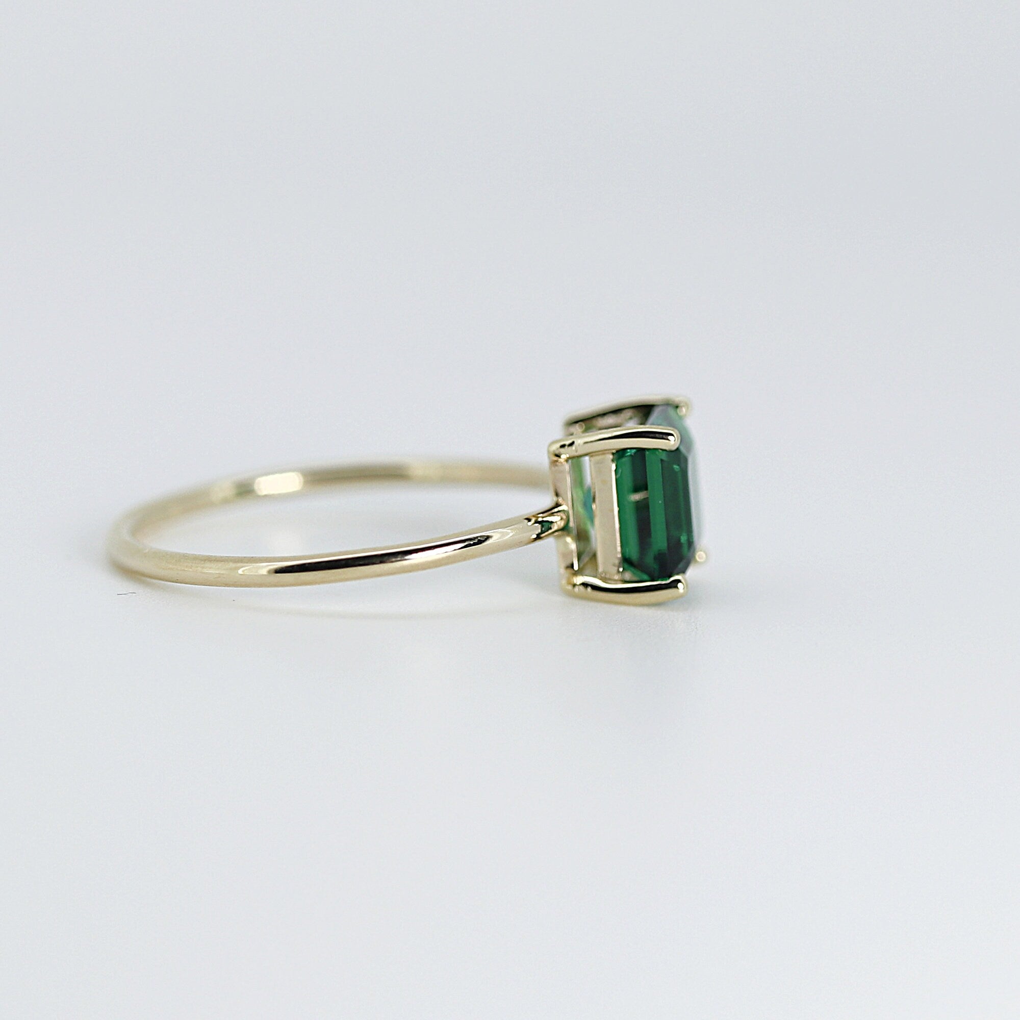 Asscher Cut Emerald Ring, 14k Solid Gold Emerald Ring