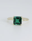 Asscher Cut Emerald Ring, 14k Solid Gold Emerald Ring