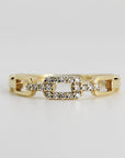 14k Solid Gold Link Chain Ring, Rectangular Chain Ring