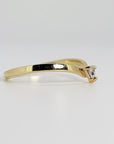 Triangle Diamond Ring, 14k Solid Gold Chevron Wedding Band
