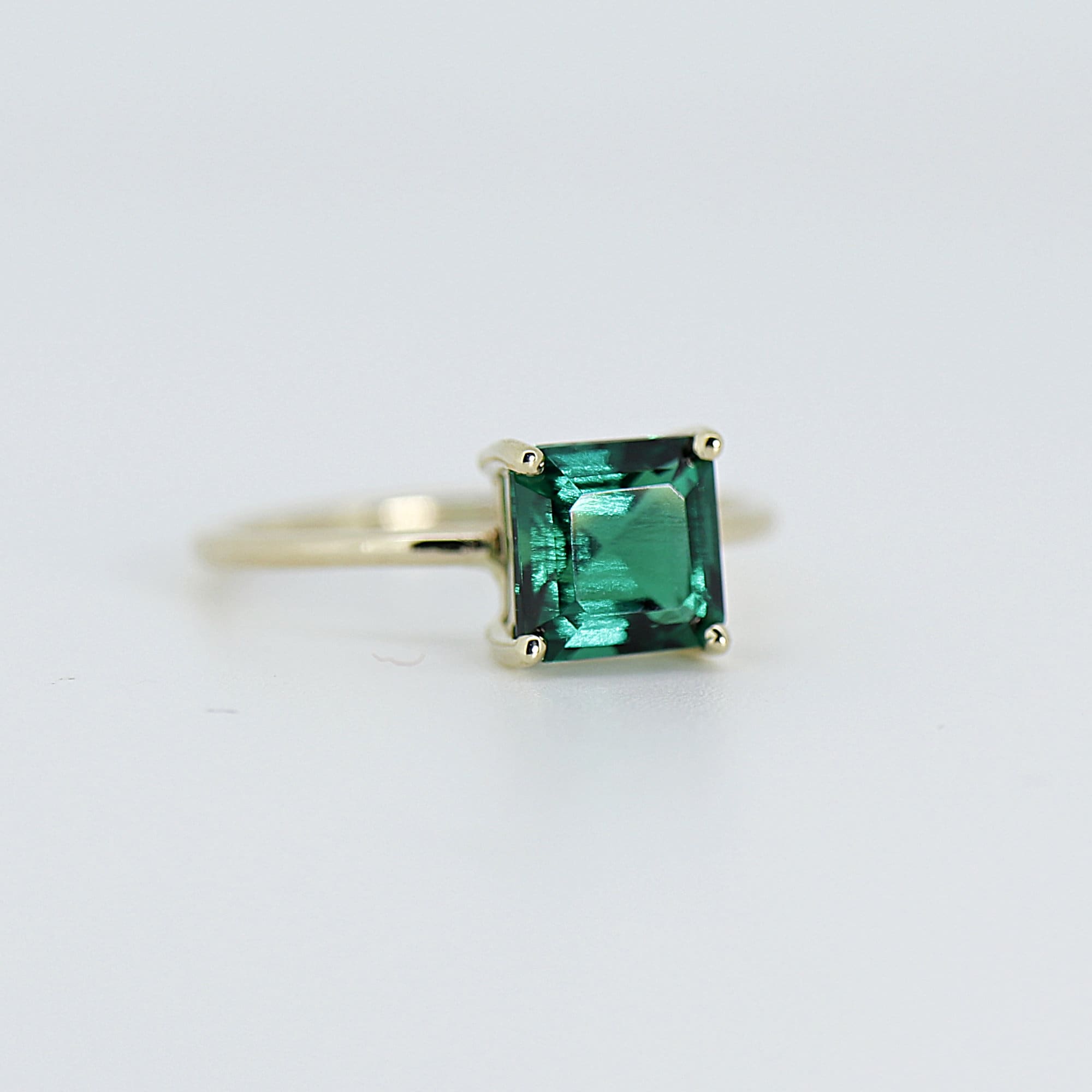 Asscher Cut Emerald Ring, 14k Solid Gold Emerald Ring