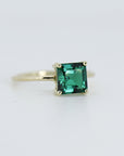 Asscher Cut Emerald Ring, 14k Solid Gold Emerald Ring