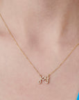 14k Solid Gold Diamond Joy Necklace, Personalize Diamond Necklace