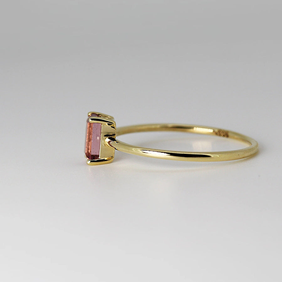 14k Rose Gold Pink Tourmaline Ring, Pink Tourmaline Engagement Ring, 14k Rose Gold Tourmaline Ring, Art Deco Engagement Ring, Gift For Her