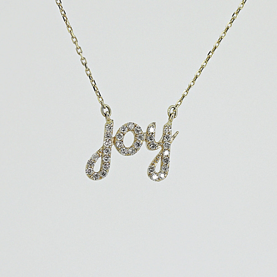 14k Solid Gold Diamond Joy Necklace, Personalize Diamond Necklace