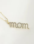 Pave Diamond Cz Mom Necklace in Sterling Silver, Gold or Rose Gold Vermeil