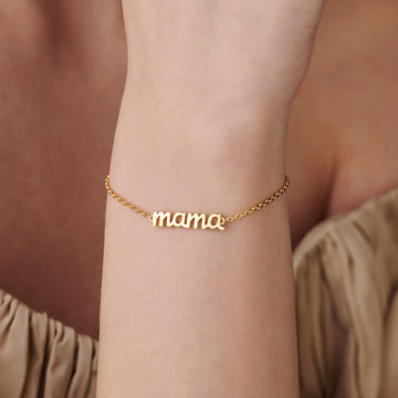 Gold Mama Bracelet, Script Mama Bracelet, Gold Vermeil Mama Bracelet, Baby Shower Gift, Personalize Bracelet, Name Plate Bracelet
