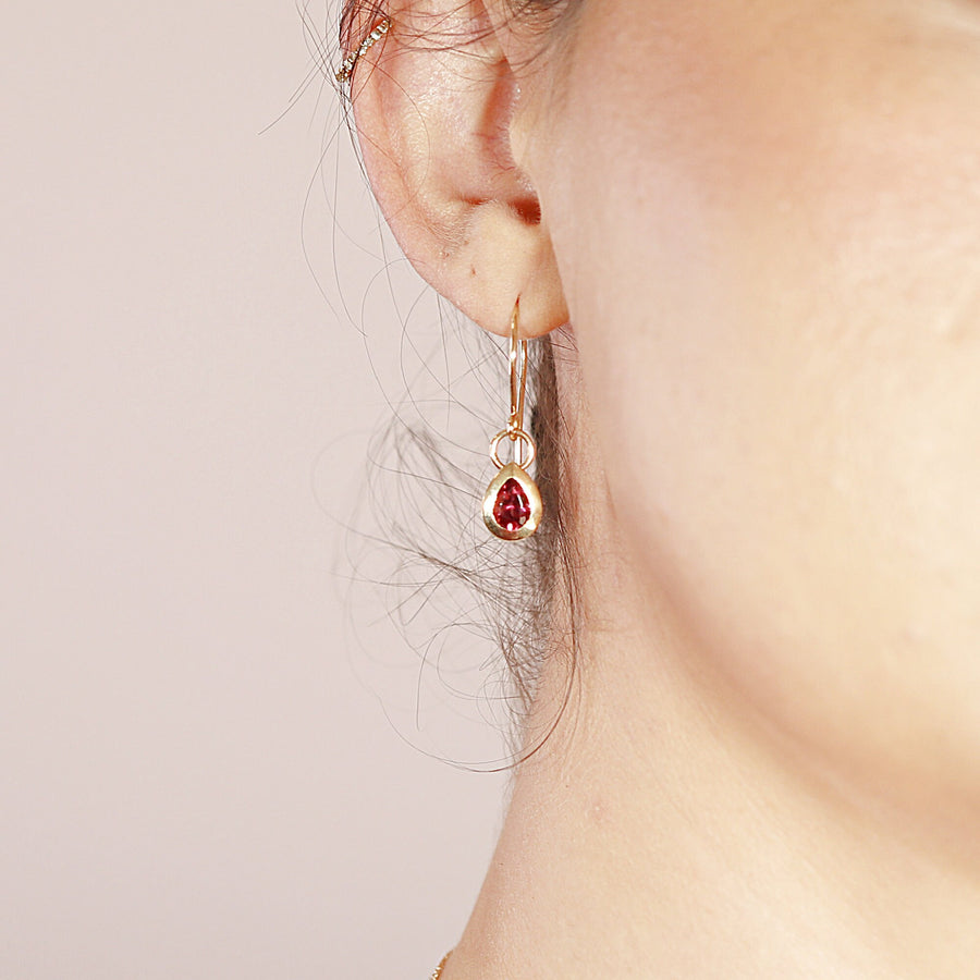 18k Gold Pink Tourmaline Earrings