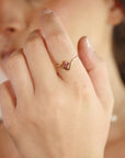 Princess Tourmaline Ring, V Ring w Gemstone Pink Tourmaline Ring 14k Gold