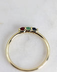 Dainty Three Stone Ring 14k Solid Gold, Sapphire, Ruby, Emerald Ring, Minimalist Ring, Colorful Gemstone Ring