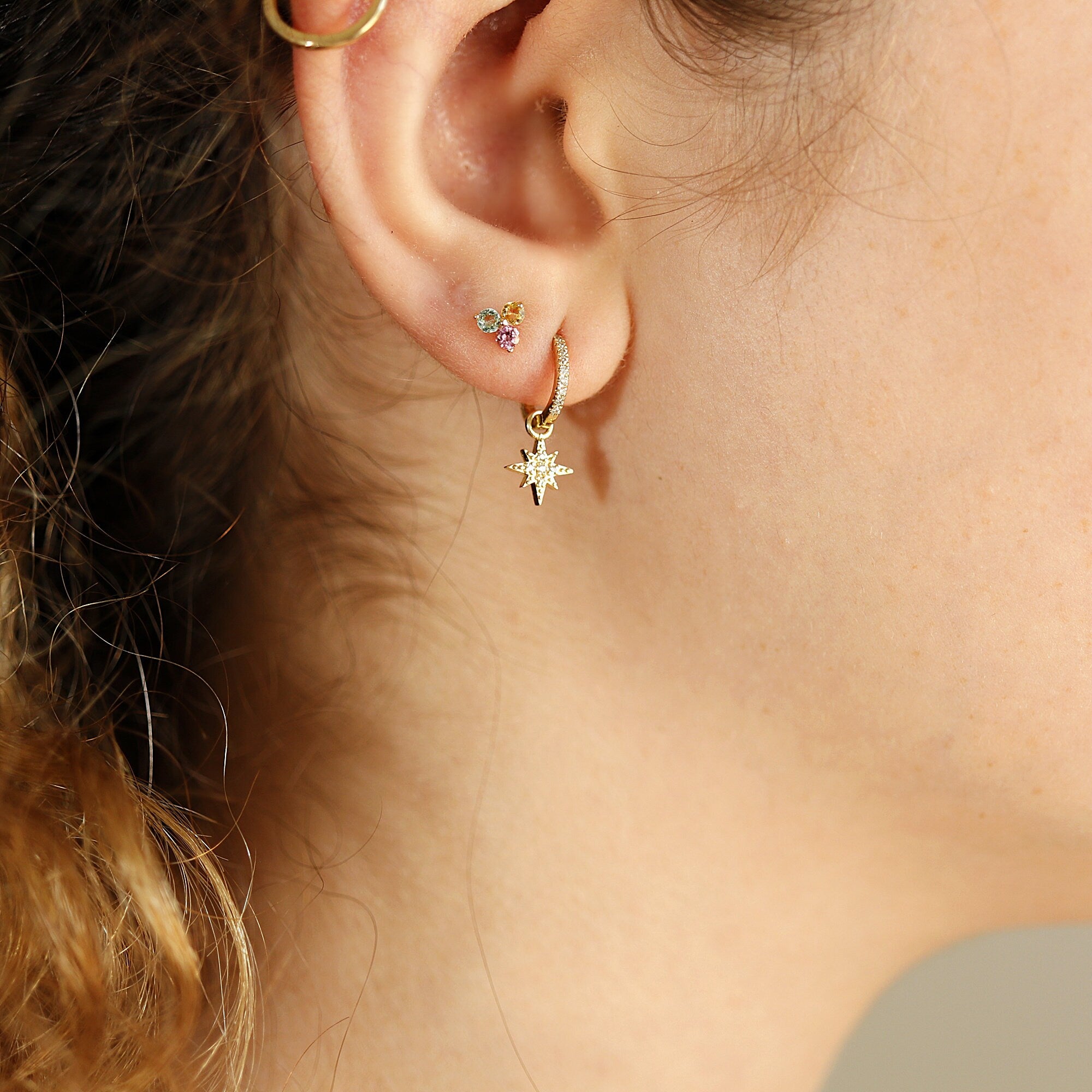 Tourmaline Trio Earrings in 14k Solid Gold