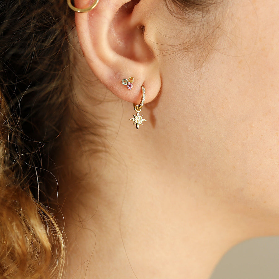 Tourmaline Trio Earrings in 14k Solid Gold