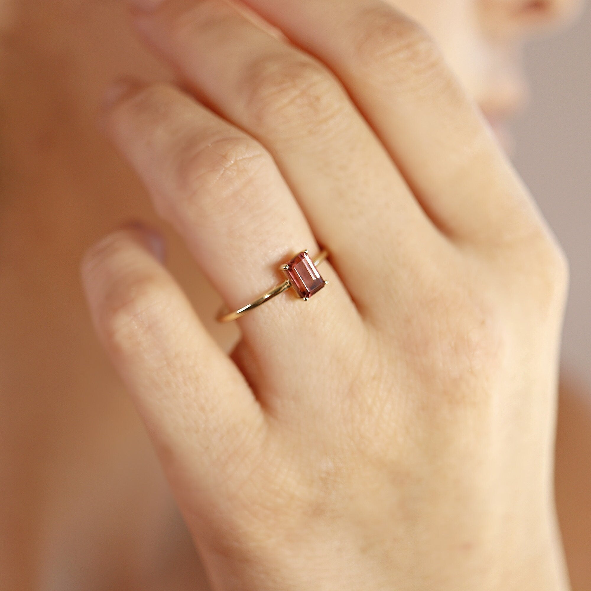 14k Gold Pink Tourmaline Ring