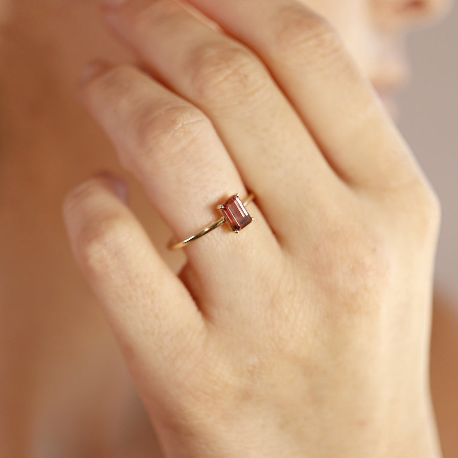 14k Gold Pink Tourmaline Ring, Pink Tourmaline Engagement Ring, 14k Yellow Gold Tourmaline Ring, Art Deco Engagement Ring, Gift For Her