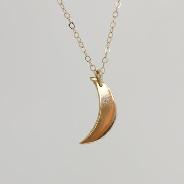 14k Solid Gold Crescent Moon Necklace