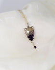 Blue John Gemstone Pendant, Sterling Silver Prong Purple Gemstone Necklace