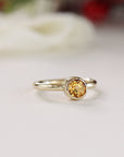 Citrine Ring, November Birthstone Ring, 14k Solid Gold Solitaire Gemstone Ring
