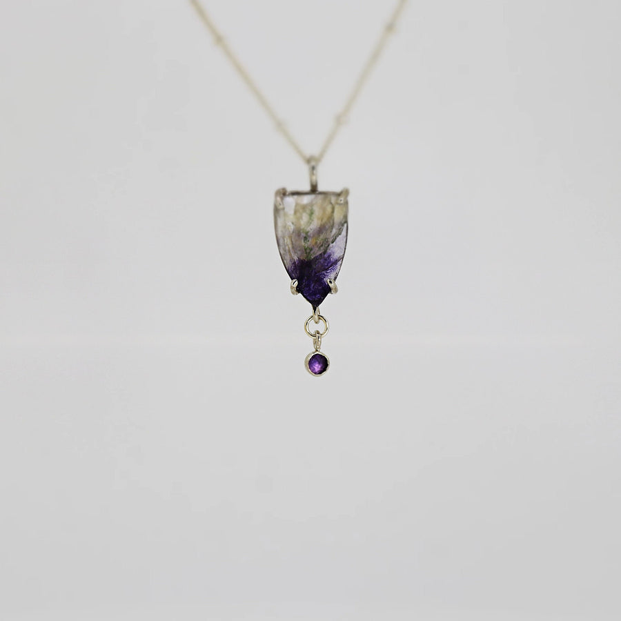 Sterling Silver Prong Purple Gemstone Necklace