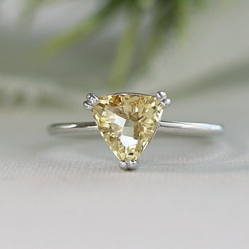 Trillion Imperial Topaz Ring, 14k White Gold Topaz Ring, Promise Ring, Yellow Gemstone Ring, November Birthstone, Gift For Her