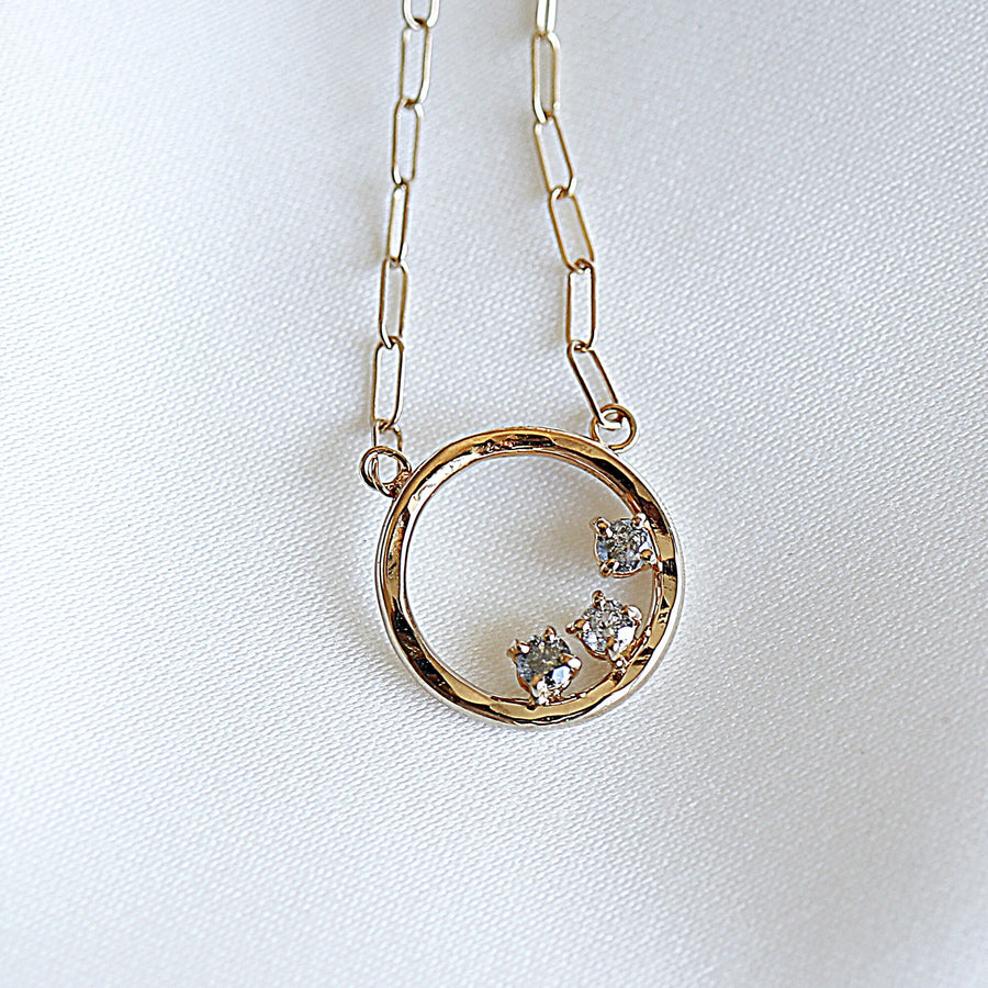 Diamond Karma Necklace, Salt & Pepper Diamond Necklace Gold