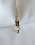 Feather Gold Necklace, 14k Solid Gold Feather Pendant, Meaningful Jewelry