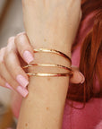 Gold Open Cuff Bracelet - Thick Hammered Gold Filled Bangles