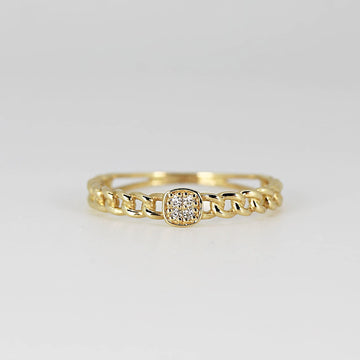 Square Pave Diamond Ring 14k Solid Gold