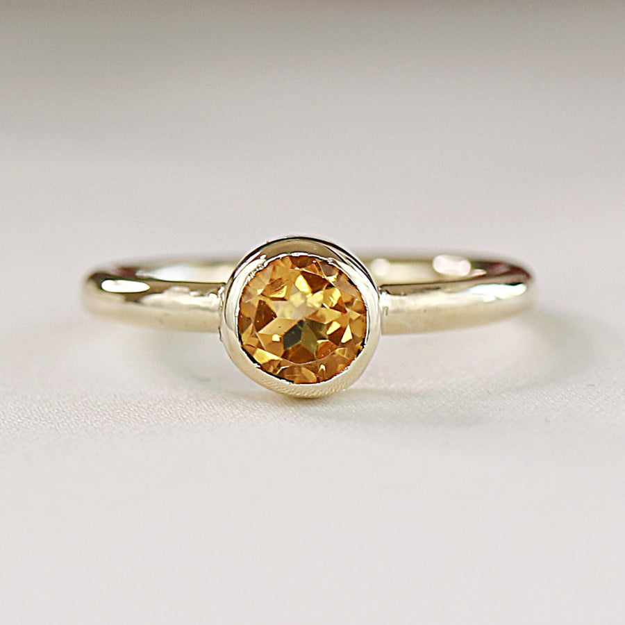 10x7mm Kite Cut Citrine Engagement Ring Vintage 14K Rose Gold Bezel Citrine Ring  November Birthstone - Oveela Jewelry