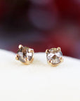Champagne Diamond Stud Earrings, Natural Rose Cut Diamond Earrings