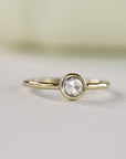 Round Rose Cut Clear Diamond Ring,